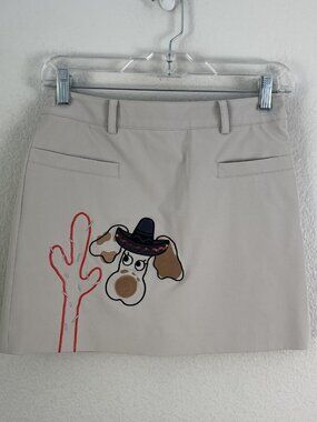 M U SPORTS Skort Womens 36 Beige Western Dog Golf Lined Stretch Athletic